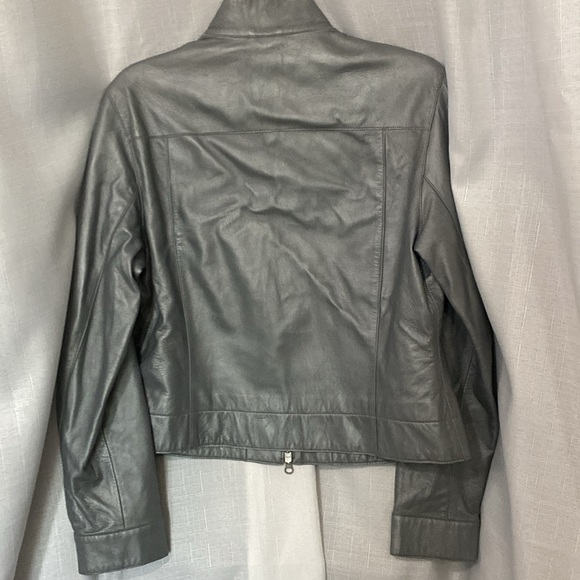 Nine West Silver Grey Leather Jacket - Picture 4 of 4